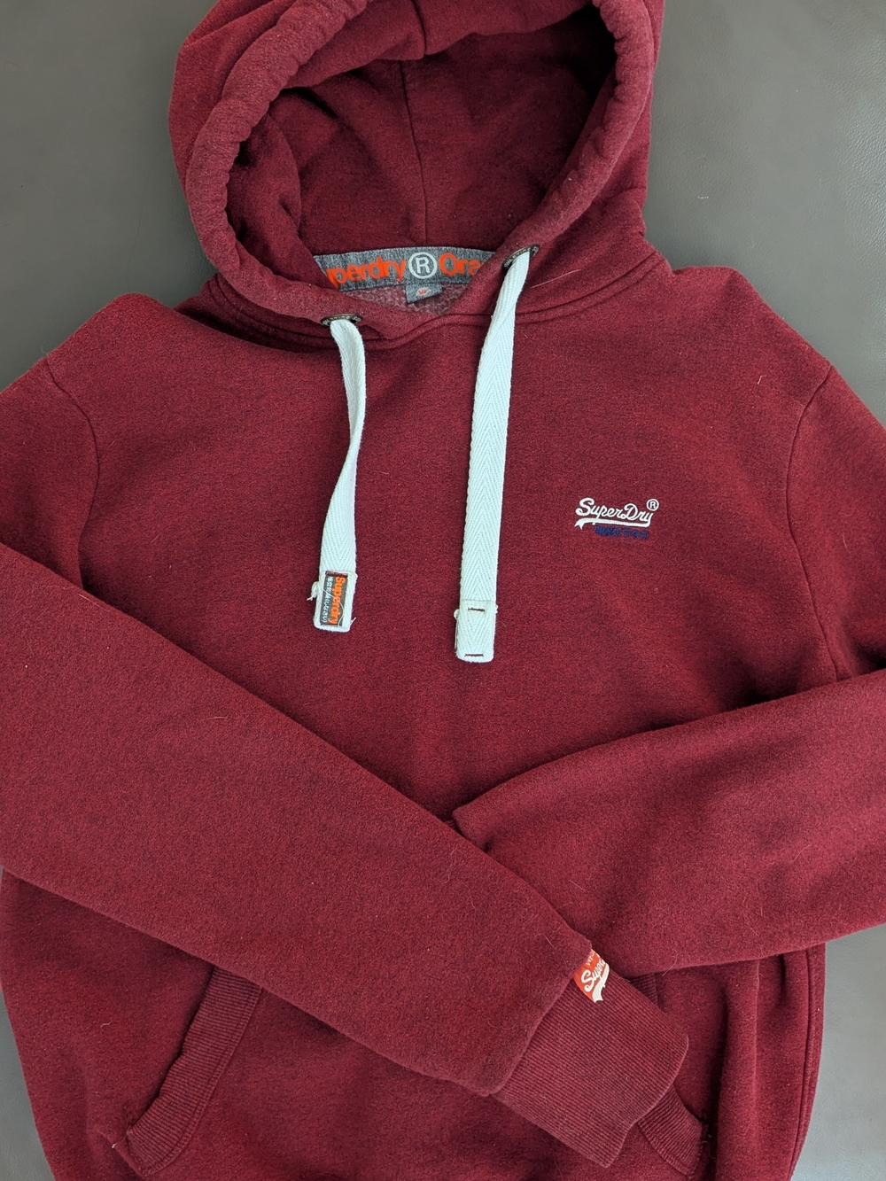 Superdry Men's Maroon Hooded Sweatshirt with Light Drawstrings